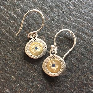 Gold earrings Diamond inlay